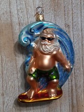 Christopher Radko Holiday Catch The Wave Surfing Santa VTG Christmas Ornament picture