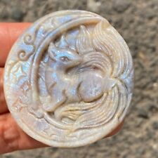 TOP Natural moonstone Quartz Nine-tailed fox crystal Hand Carved Healing 1PC picture