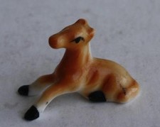 Horse Pony Colt Figurine Bone China Hand Painted Miniature Lying Down Adorable + picture