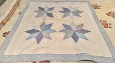 Vintage Blue Baby Quilt With Stars  B55 picture