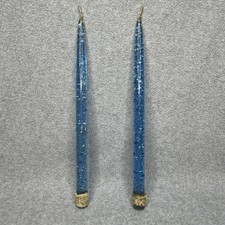 Lucite Taper Candles Pair 2 Blue Silver Metallic Flakes 12