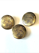 Antique Georgian British Drum Button c. 1790–1825 Military Musician Brass, 7/8