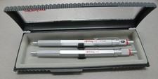 Rotring 600 Silver Hexagonal Knurled  Ballpoint Pen &  0.5 Pencil Set New In Box picture