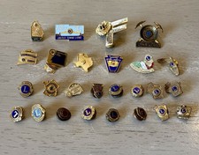 Vtg Lions Club International Enamel & Attendance Pin Collection Lot Of 26 Pins picture