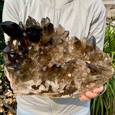 14.41LB Large Natural Black Smoky Quartz Crystal Cluster Raw Mineral Specimen picture