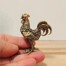 Brass Rooster Figurine Golden Chicken Statue Animal Tabletop Home Office Decor picture