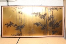 Japanese VTG 4 Panel Folding Screen Asian Byobu Painted Chinese 71x36 Asian ATQ+ picture