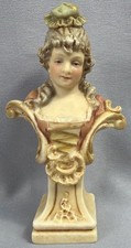Royal Dux Bohemian Porcelain Miniature Female Bust - Pink Triangle Mark picture