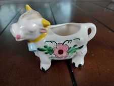 Vintage Empress Japan Cow Mini Creamer Hand Painted Floral Ceramic 4” picture