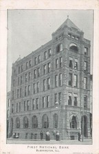 First National Bank Bloomington Illinois Building People Pantagraph Postcard picture