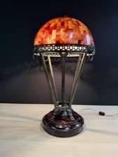 Vintage Maitland Smith 22” Tessellated Shell Bronze Lion Motif Table Lamp picture