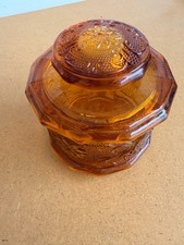 1960s Indiana Sadwich Glass Tiara Amber Canister & Lid picture