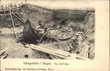 Archaeology Dig Viking Ship Slagen Norge Norway Vikingeskibet Postcard c1905 picture