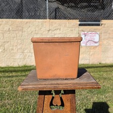 Vintage Terracotta Square Planter Tapered Flower Pot Heavy Rim Clay Garden 7