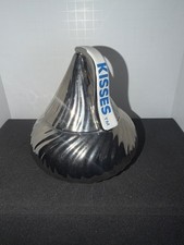 Godinger Hershey's Kisses Lidded Ceramic Candy Dish Jar Silver White Blue  picture