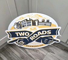 Two Roads Brewing Tin Beer Sign Metal Tacker Stratford, CT. Man Cave Craft Bar picture