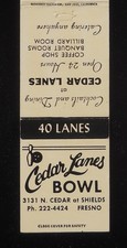 1960s BOWLING Cedar Lanes Bowl 40 Lanes Cocktails Billiard Room Fresno CA MB picture
