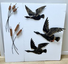 VTG Home Interiors Homco 1970's Flying Ducks & Cattails Wall Art 5 Pc Set MCM picture