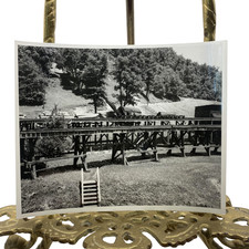 Vintage Logging Railroad Trestle Bridge Log Train Photo 4x5 B&W Gelatin Orig picture