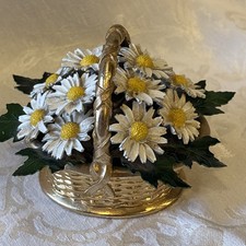 Vintage Jane Hutcheson for Gorham Metal White Daisies in French Gilt Basket picture