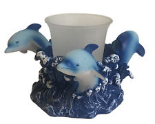 Dolphin Votive Tealight Candle Holder Ocean Blue Beachy Table Decor Coastal picture