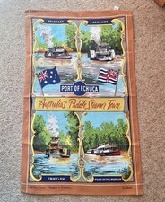 Vintage Tea Towel Port of Echuca Paddle Steamer Australia, Harwil, Cotton Unused picture