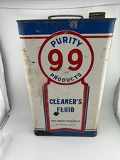 Rare Vintage PURITY 99 Cleaner's Fluid Tin Can One Imperial Gallon READ picture