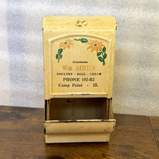 Vintage Metal Match Holder/Dispenser Advertising Wm. Austin Camp Point, Ill. picture