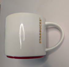 2012 Starbucks Red Stripe & Gold Letters 16 oz Ceramic Coffee Mug/Cup picture