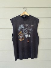 Vintage 1993 Harley Davidson 3D Emblem Sturgis Wolf Cutoff Muscle Tee Large picture