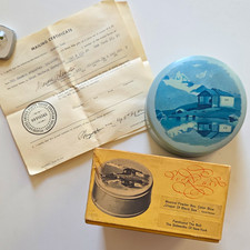 Reuge & Cie Vintage Musical Powder Box Blue “Chapel Of Black Sea” Switzerland picture