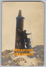 C.1910 RPPC CA MT SHASTA SUMMIT HIKERS GEODETIC MONUMENT PHOTO Postcard Q9 picture