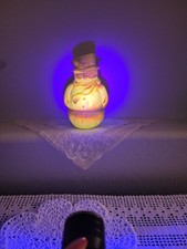 Fenton Art Glass Dandelion Yellow Snowman Fairy Lamp Cadmium Glows picture