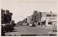 RPPC Clintonville WI Wisconsin South Main Street Downtown 40s Photo Postcard D22 picture