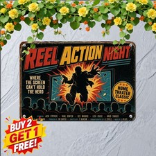 Classic Action Cinema Hero Sign Retro Movie Star Poster Metal Tin Plaque picture
