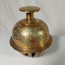Elephant Claw Bell Antique Vintage Ornate Brass Engraved Leaf Pattern 16 Tines picture
