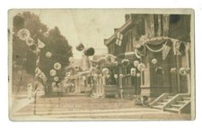 RPPC HAMILTON CENTENNIAL DECORATIONS SMITH AVE USA FLAG AMERICAN  Real Photo art picture