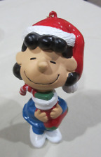 Peanuts LUCY with Stocking & Candy Cane Plastic Christmas Ornament UFS Vintage picture