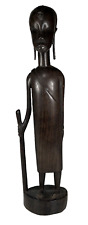 Vintage African Tribal Hand Carved Single Wood Wooden Figurine Folk Art 12.5