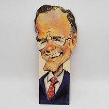Vintage Unused 1990 President George HW Bush Caricature Book Bites Bookmark Card picture