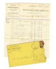 1886 antique HAYNES HANCHETT PRODUCE lowell ma ENVELOPE RECEIPT LETTERHEAD paper picture