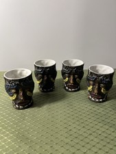 Vintage. 1950’s. Tribal Tiki Shrunken Head Shot Glasses picture