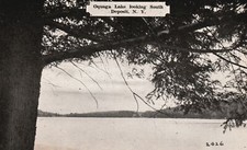 Oquaga Lake Looking South Deposit New York Smith's Pub Vintage Postcard 1930's picture