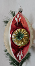 Vintage~TRIPLE INDENT~TEAR DROP ~RED~Christmas Ornament~~NICE~LARGE 5.50