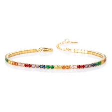 Namana Gold Plated Rainbow Tennis Bracelet – Dainty 925 Sterling Silver picture