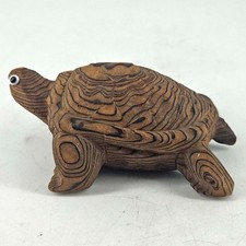 Vintage Crypyomeria Cedar Wood Turtle Figurine Wooden Hand Carved Folk Art Japan picture
