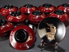 Yume Sanuki Wooden Soup Bowl Set 10pcs Φ130xH55 with Lids picture