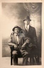 c1918 Studio Handsome Black American Men Gay Interest Ornate RPPC Postcard COPY picture