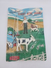 Vintage Hartland Plastic Vintage No 708 Sunny Acre Farmer's Son Dog Goat On Card picture