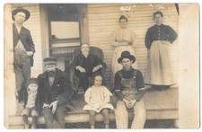 RPPC Large Family Group Portrait Farmhouse Porch c1910s Real Photo Postcard picture